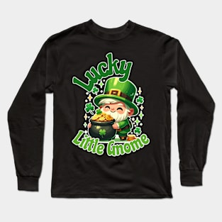 Lucky Little Gnome with Pot of Gold - St. Patrick's Day Long Sleeve T-Shirt